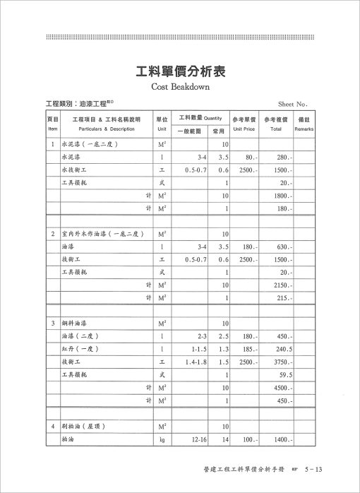 營建工程工料單價分析手冊：圖片 9