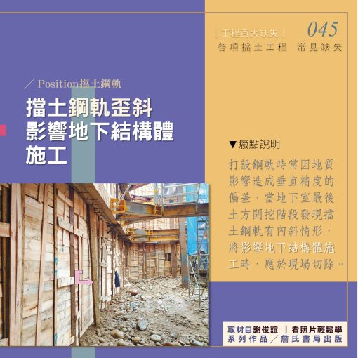 045J【謝俊誼專欄】擋土工程缺失/擋土鋼軌歪斜影響地下結構體施工