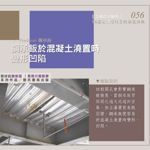 056A【謝俊誼專欄】SS工程缺失/鋼承鈑於混凝土澆置時變形凹陷